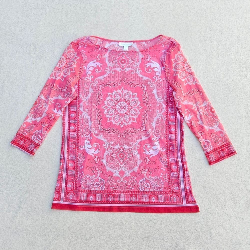 Charter Club Boho Pink 3/4 Sleeve Shirt